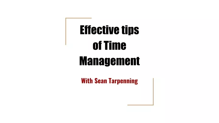 effective tips of time management