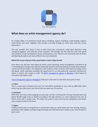 What does an artist management agency do