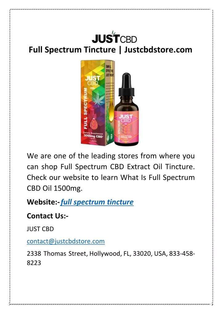 full spectrum tincture justcbdstore com