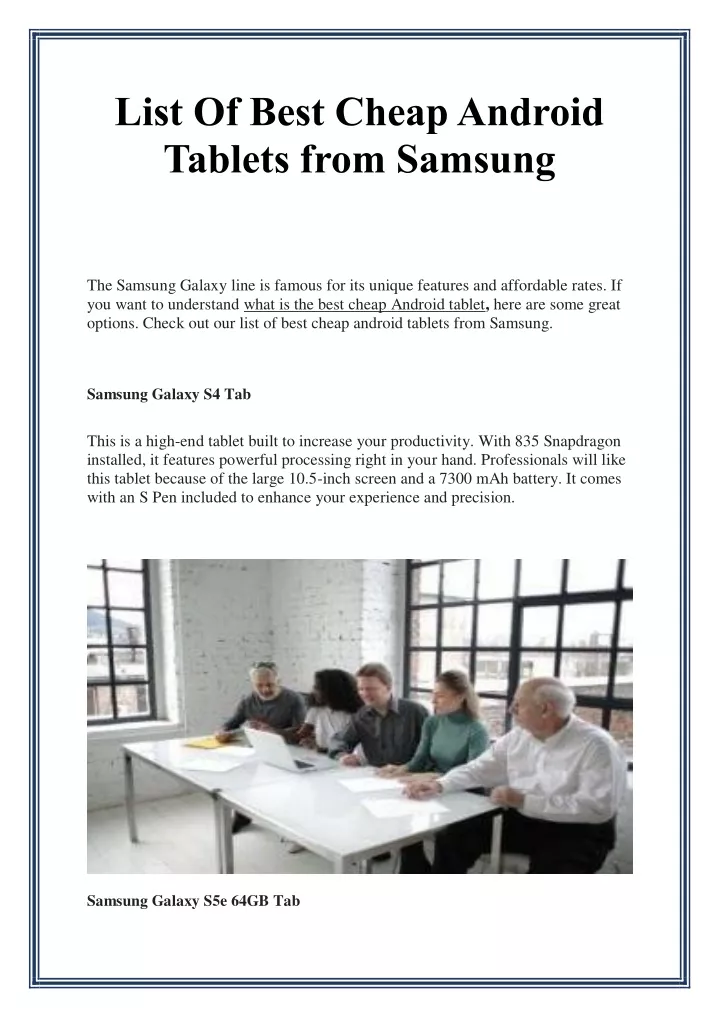 list of best cheap android tablets from samsung