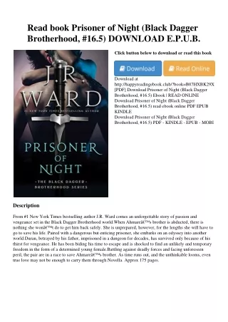 Read book Prisoner of Night (Black Dagger Brotherhood  #16.5) DOWNLOAD E.P.U.B.