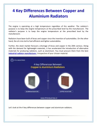 4 key differences between copper and aluminium