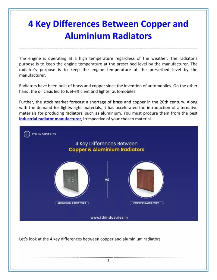 4 key differences between copper and aluminium