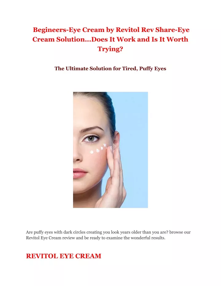 begineers eye cream by revitol rev share