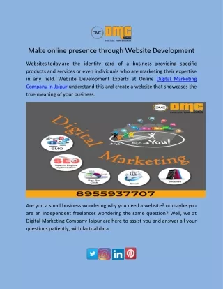 Make online presence through Website Development