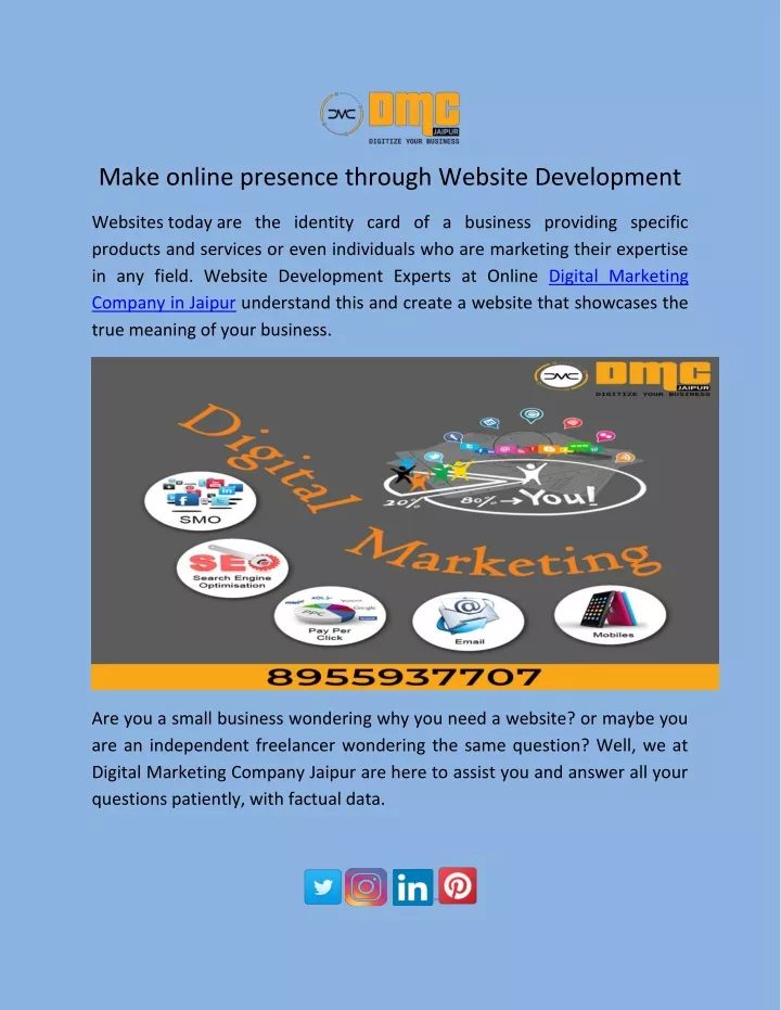 make online presence through website development