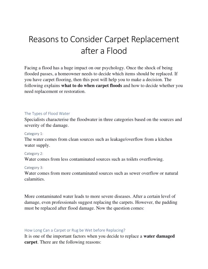 reasons to consider carpet replacement after