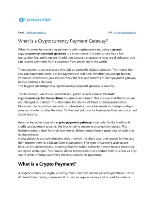 What Is a Cryptocurrency Payment Gateway
