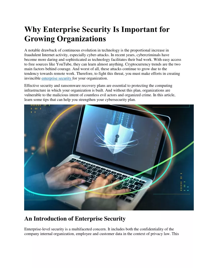 why enterprise security is important for growing