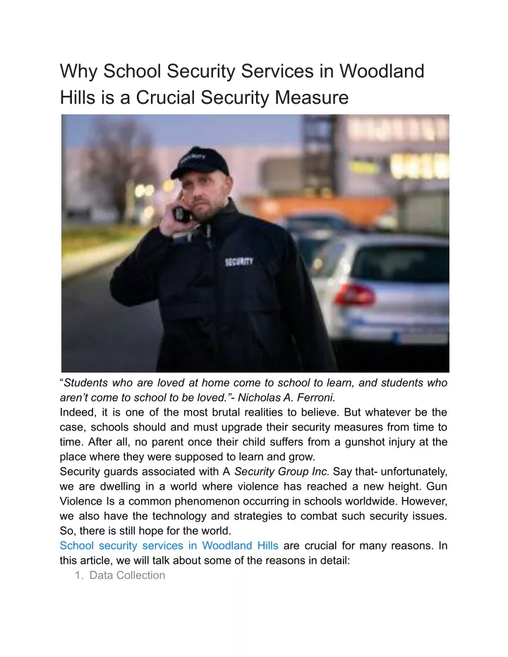 why school security services in woodland hills