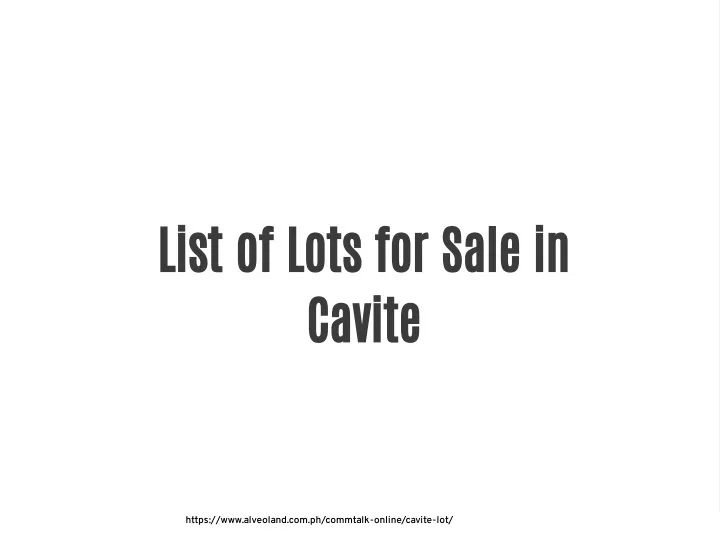 list of lots for sale in cavite