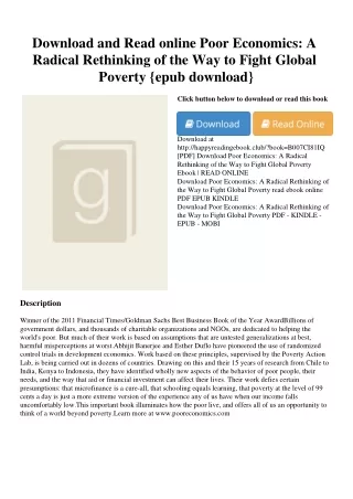Download and Read online Poor Economics A Radical Rethinking of the Way to Fight