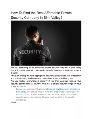 how to find the best affordable private security