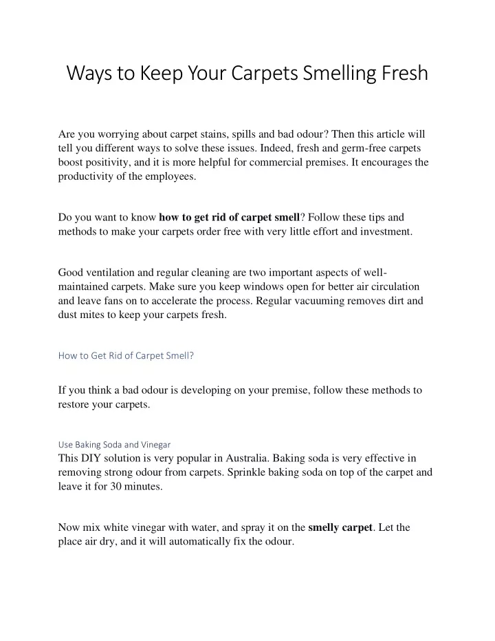 ways to keep your carpets smelling fresh