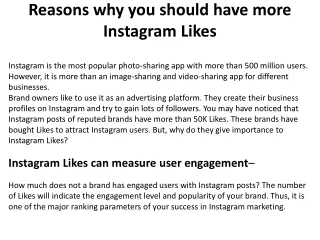 reasons why you should have more instagram likes