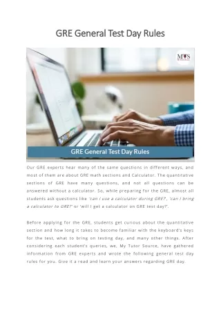 gre general test day rules gre general test