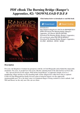 PDF eBook The Burning Bridge (Ranger's Apprentice  #2) ^DOWNLOAD P.D.F.#