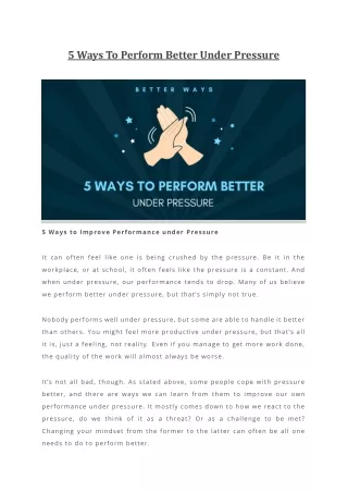 5 ways to perform better under pressure