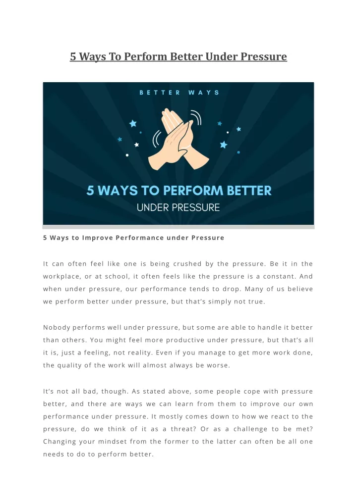 5 ways to perform better under pressure