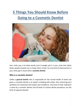 5 Things You Should Know Before Going to a Cosmetic Dentist