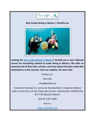 Best Scuba Diving in Mexico | Divelife.mx