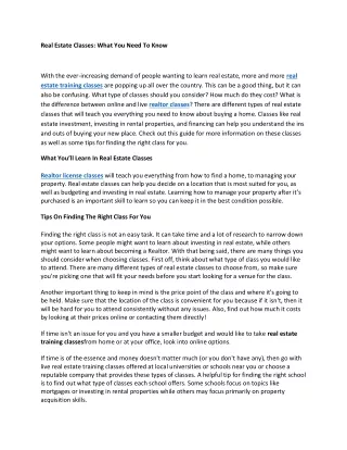 real estate classes what you need to know