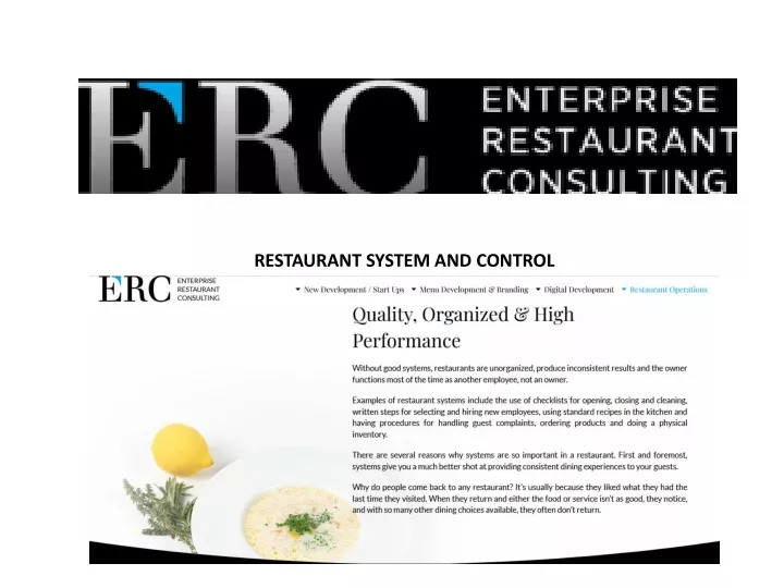 restaurant system and control