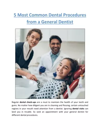 5 Most Common Dental Procedures from a General Dentist