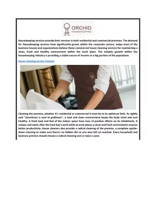 House Cleaning Service Toronto  Orchidhousekeeping.com