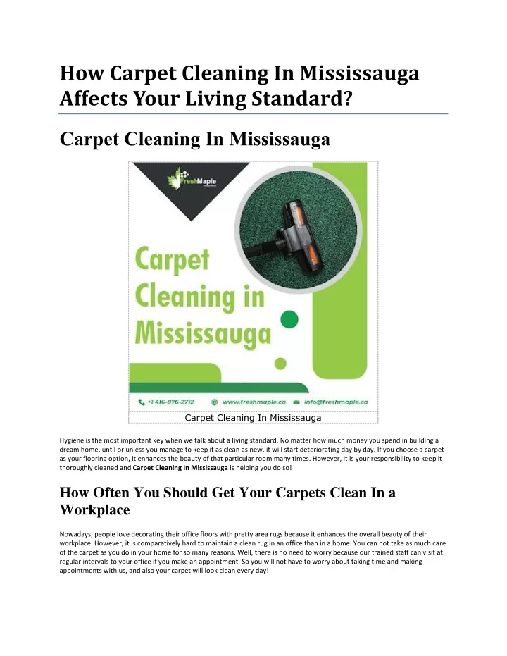 how carpet cleaning in mississauga affects your