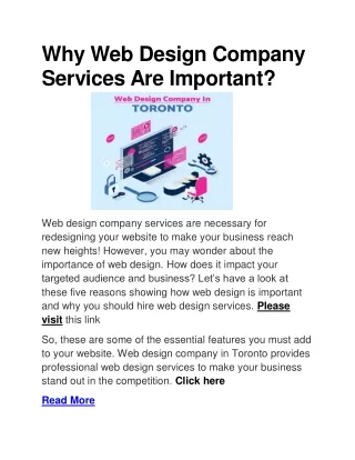 why web design company services are important