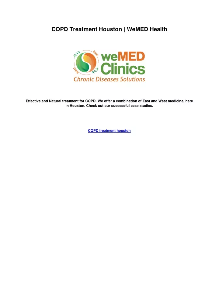 copd treatment houston wemed health