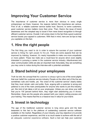 Most Reliable Methods For Improving Your Customer Service
