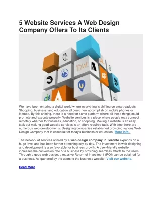5 website services a web design company offers