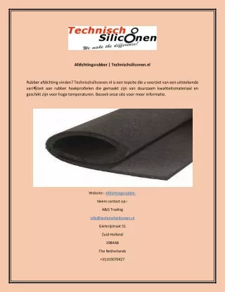 afdichtingsrubber technischsiliconen nl