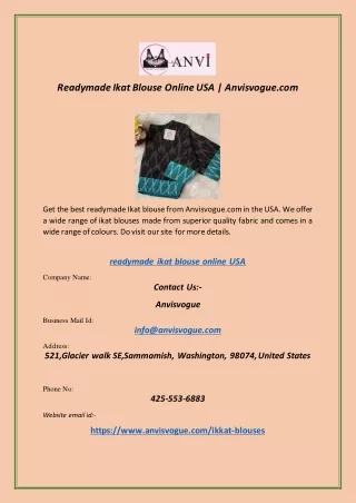 Readymade Ikat Blouse Online USA | Anvisvogue.com