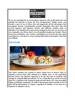 Sushi in la jolla  Nozomilajolla.com