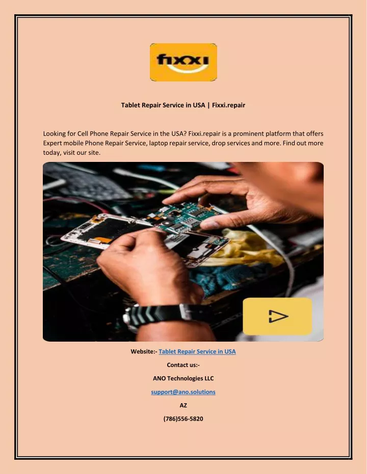 tablet repair service in usa fixxi repair