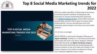 Top 8 Social Media Marketing trends for 2022