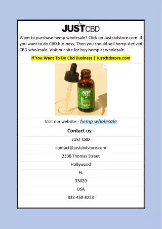 If You Want To Do Cbd Business  Justcbdstore.com