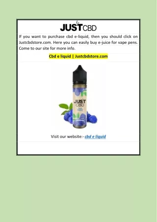 Cbd e liquid  Justcbdstore.com