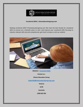 vocational skills choiceeducationgroup com