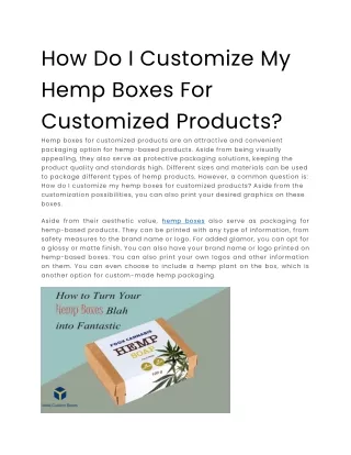 How Do I Customize My Hemp Boxes For Customized Products