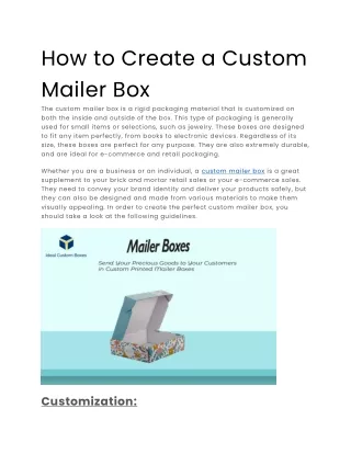 How to Create a Custom Mailer Box