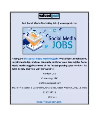 Best Social Media Marketing Jobs | Valuedpost.com
