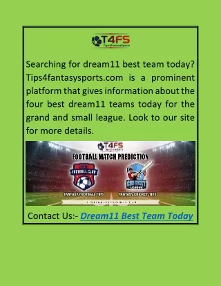 Dream11 Best Team Today  Tips4fantasysports.com