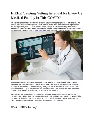 Is EHR Charting Getting Essential for Every US Medical Facility in This COVID