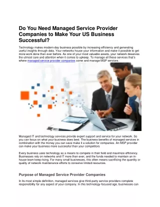 Do You Need Managed Service Provider Companies to Make Your US Business Successful
