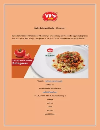 Malaysia Instant Noodle Vit.com.my