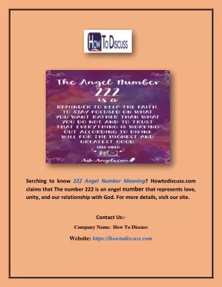 222 Angel Number Meaning | Howtodiscuss.com